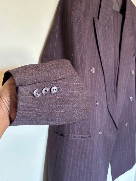 Vintage Dino Divinci Men's Suit Sz 44L Double Breasted One Blazer Classic Preppy - Picture 3 of 14